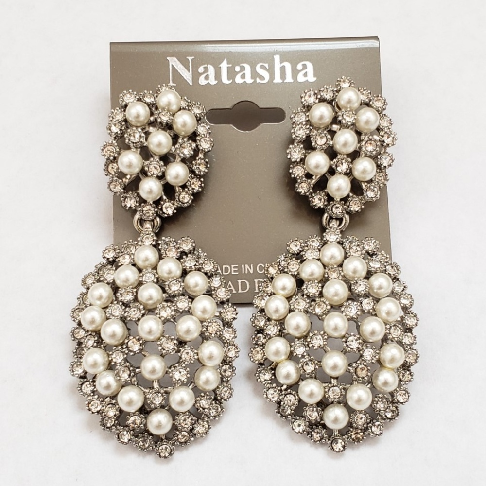 Tear Drop crystal and pearl earrings